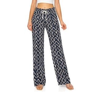 Cali1850 Linen Pants, Oceanside, Drawstring Smocked Waist, Pockets, Sz L